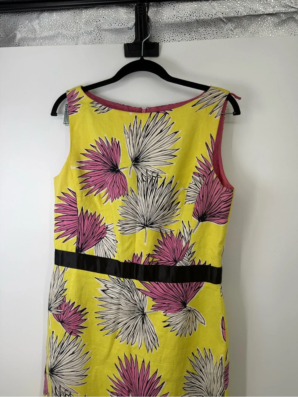 Vtg Cynthia Howie 100% cotton Sleeveless Yellow Floral Sheath Dress  size 10